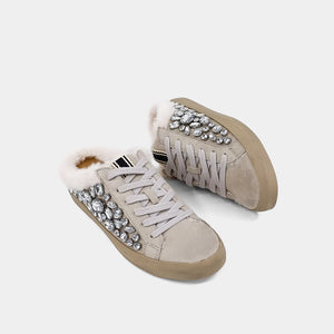 Shushop Light Grey Portia Jeweled Side on Sneaker