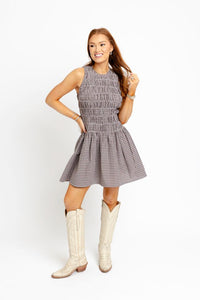 Karlie | Brown Check Smock Dress