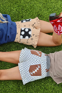 Poppy+Pine | Gameday Football Sketchbook Ruffle Denim Shorts