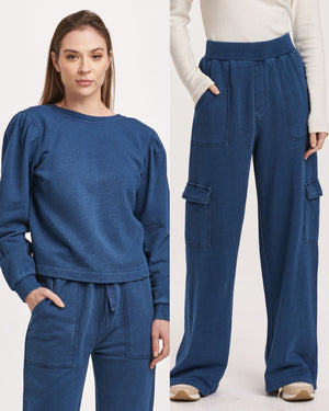 Dear John Dark indigo Crew Neck Wide Leg Pant Set