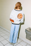 Queen of Sparkles Grey Basketball Net Cardigan