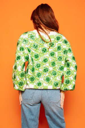 Queen of Sparkles Check Shamrock Cardigan