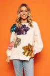 Queen of Sparkles Colorful Sequin Flower Sweatshirt