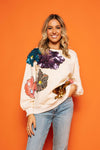 Queen of Sparkles Colorful Sequin Flower Sweatshirt