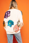 Queen of Sparkles Colorful Sequin Flower Sweatshirt