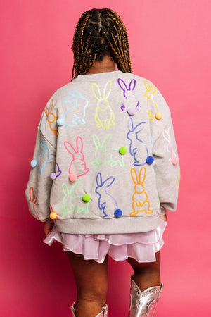 Queen of Sparkles Puff Ball Bunny Sweatshirt (XL)