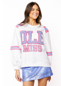 Queen of Sparkles | Ole Miss Gingham Letter Jersey Sweatshirt