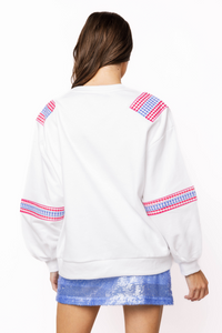 Queen of Sparkles | Ole Miss Gingham Letter Jersey Sweatshirt