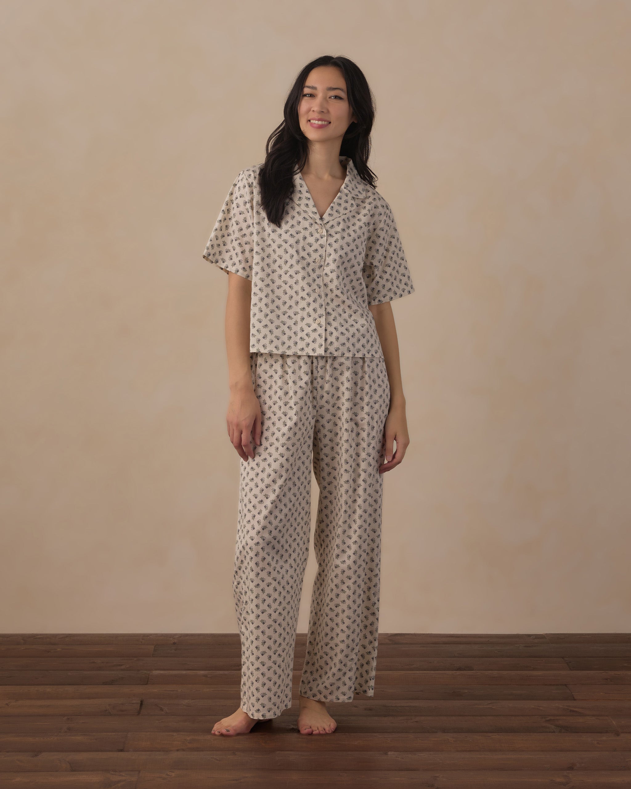 Rylee+Cru | Blue/Grey Fleur Pajama Vintage Set
