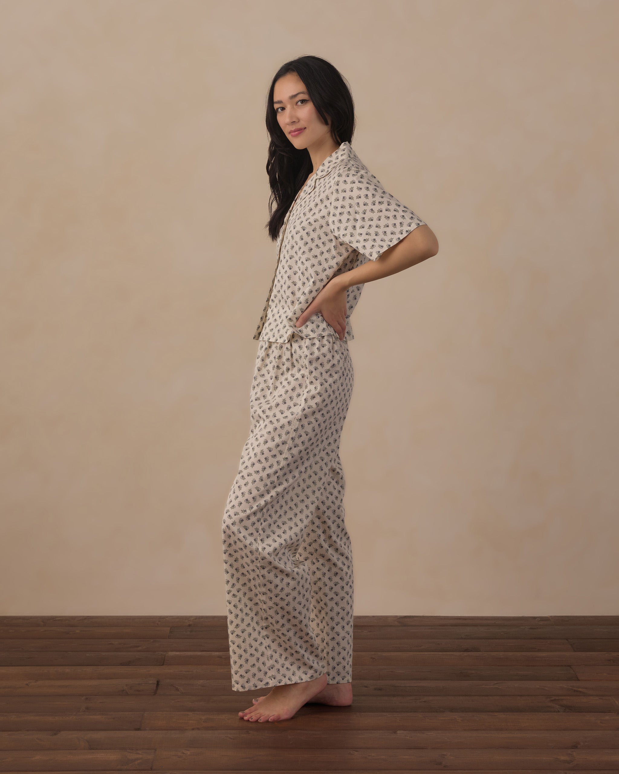 Rylee+Cru | Blue/Grey Fleur Pajama Vintage Set
