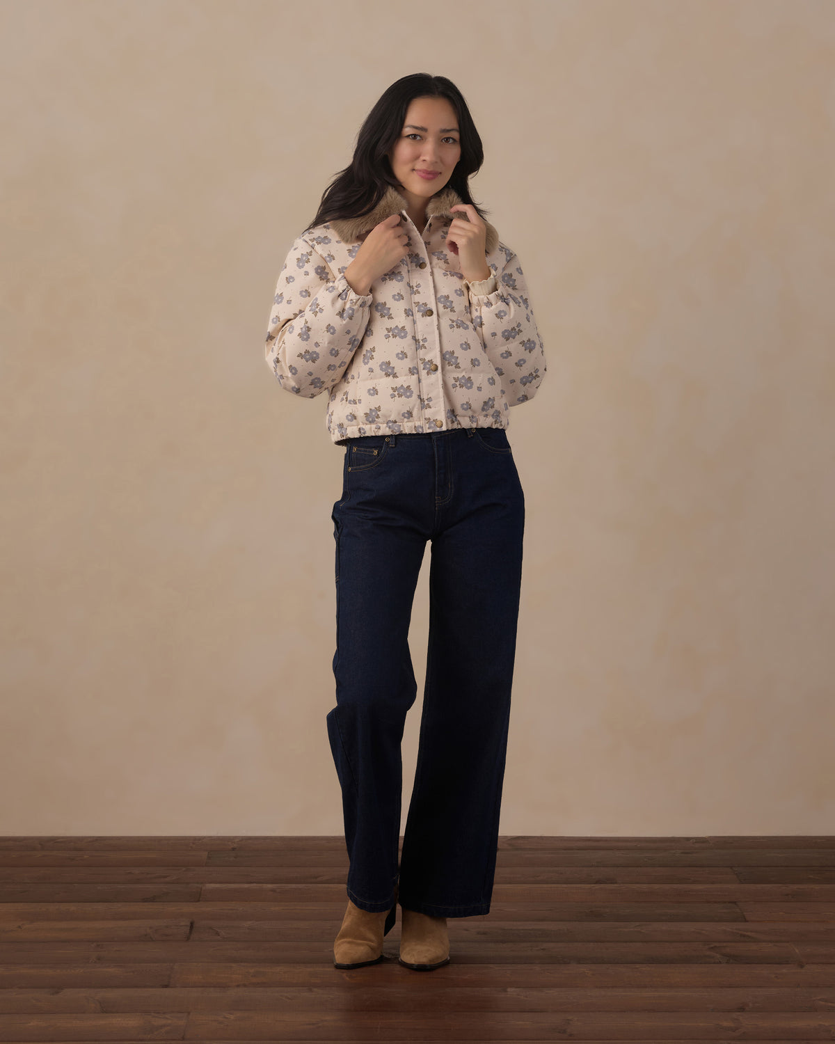 Rylee+Cru | Idyllwild Puffer Jacket in Blue Floral