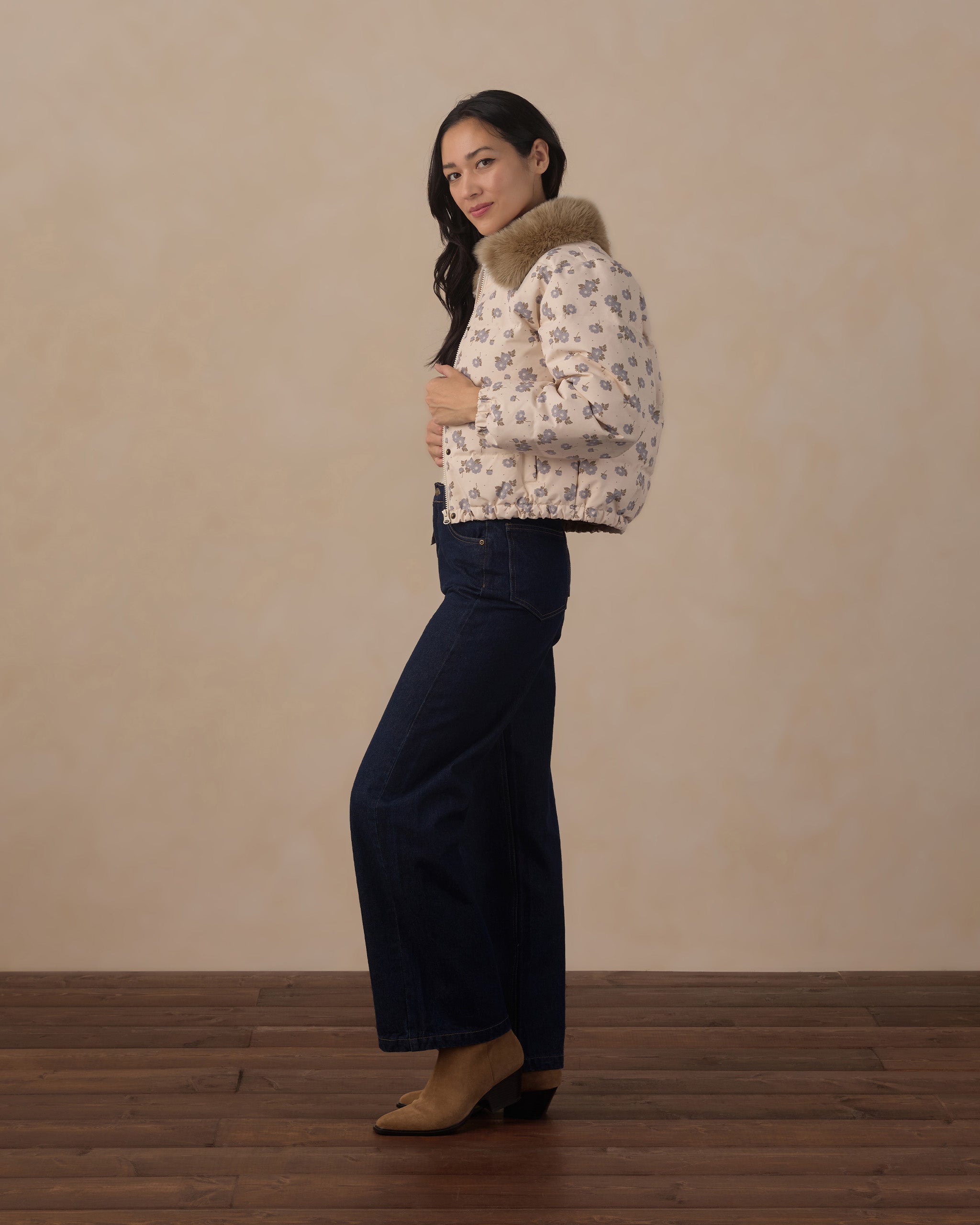 Rylee+Cru | Idyllwild Puffer Jacket in Blue Floral