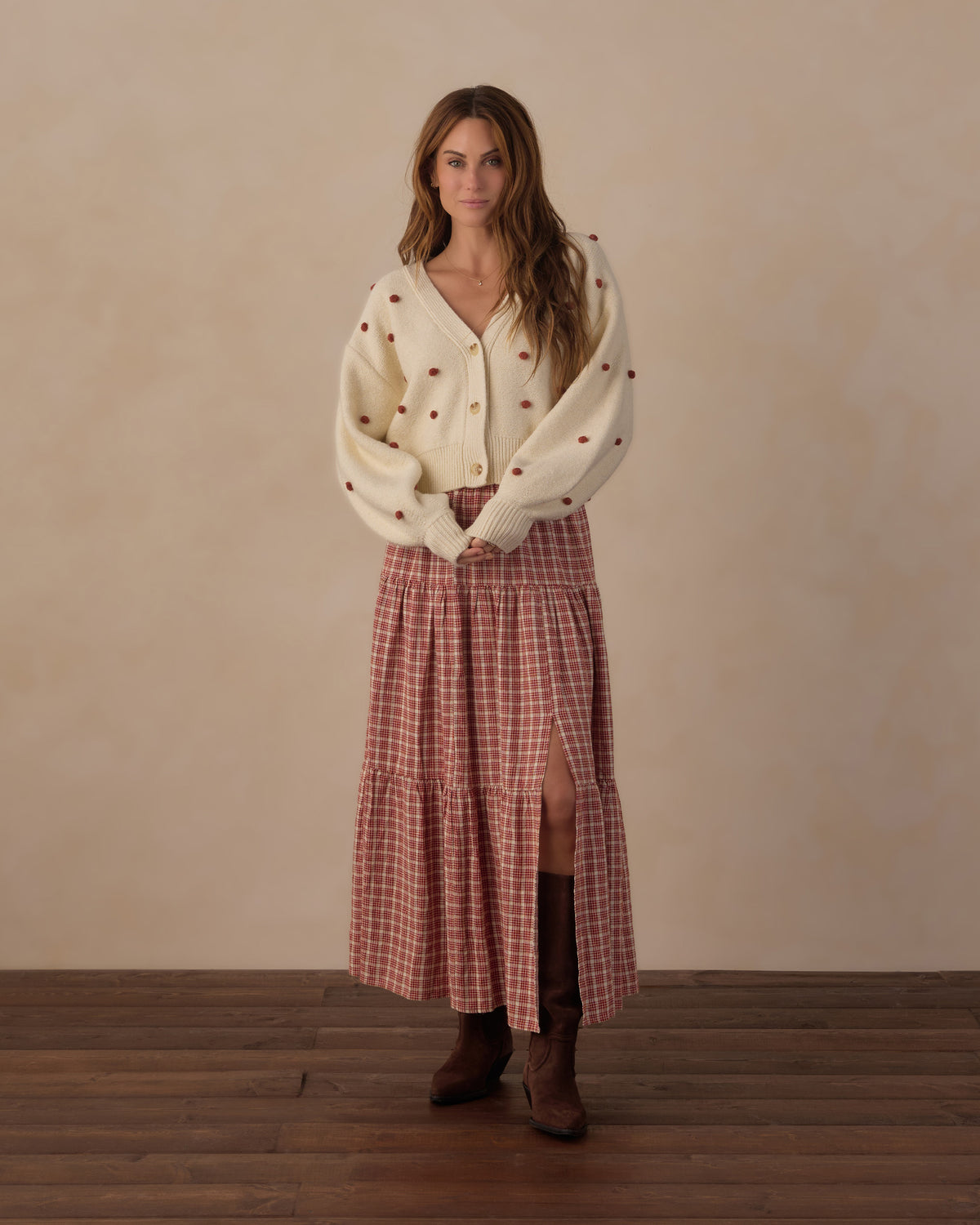 Rylee+Cru Ruby Bobble Boxy Crop Cardigan
