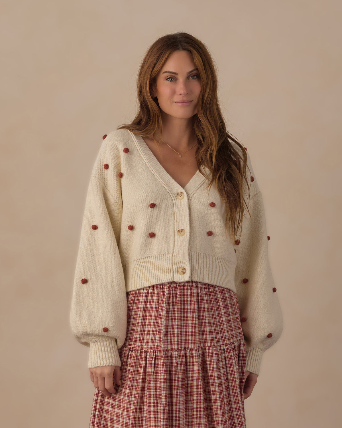 Rylee+Cru Ruby Bobble Boxy Crop Cardigan