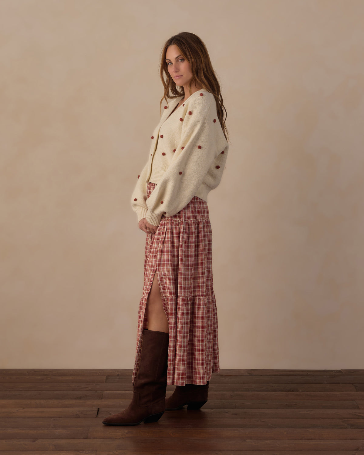 Rylee+Cru Ruby Bobble Boxy Crop Cardigan