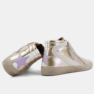 Shushop Rooney Gold Hi-Top Sneakers w/ Lavender Star