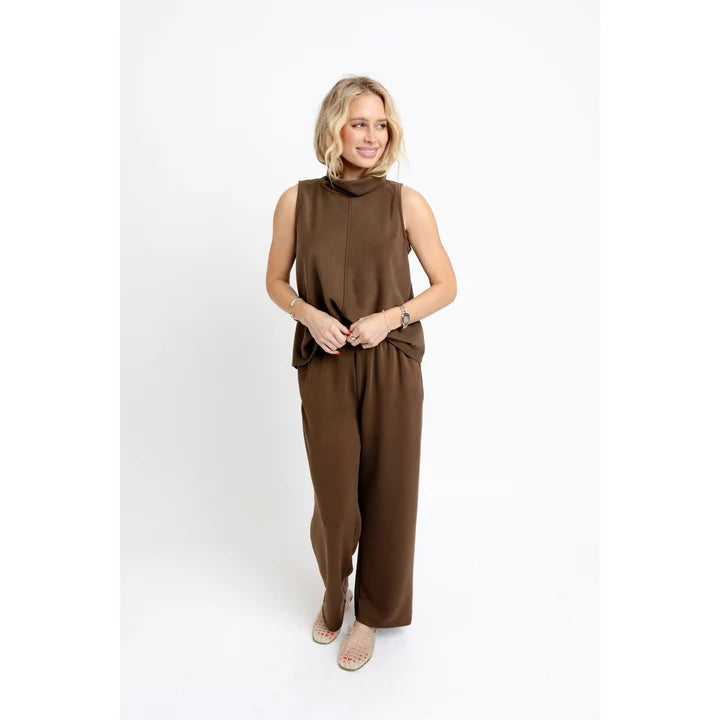 Karlie | Chocolate Scuba Mock Neck Set