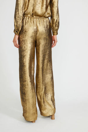 Stellah Gold Drawstring Waist Wide Leg Pants