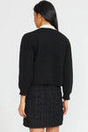 Stellah NYC Black Contrast Bow Sweater