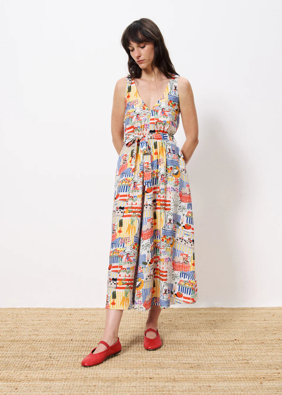 FRNCH Achouak Printed Midi Dress