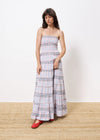 FRNCH Dalel Blue Plaid Strapless Maxi