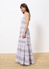 FRNCH Dalel Blue Plaid Strapless Maxi