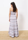 FRNCH Dalel Blue Plaid Strapless Maxi