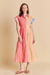 Endless Rose Colorblock Printed Shirt Midi Dress