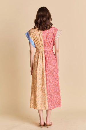 Endless Rose Colorblock Printed Shirt Midi Dress