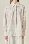 English Factory White Bow Detail Collared Shirt (MEDIUM)
