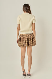Endless Rose | Tan/Brown Plaid Bubble Skort