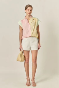 English Factory Multi-Colorblock Top w/ RicRac