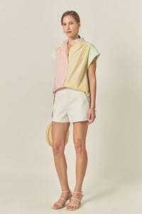 English Factory Multi-Colorblock Top w/ RicRac