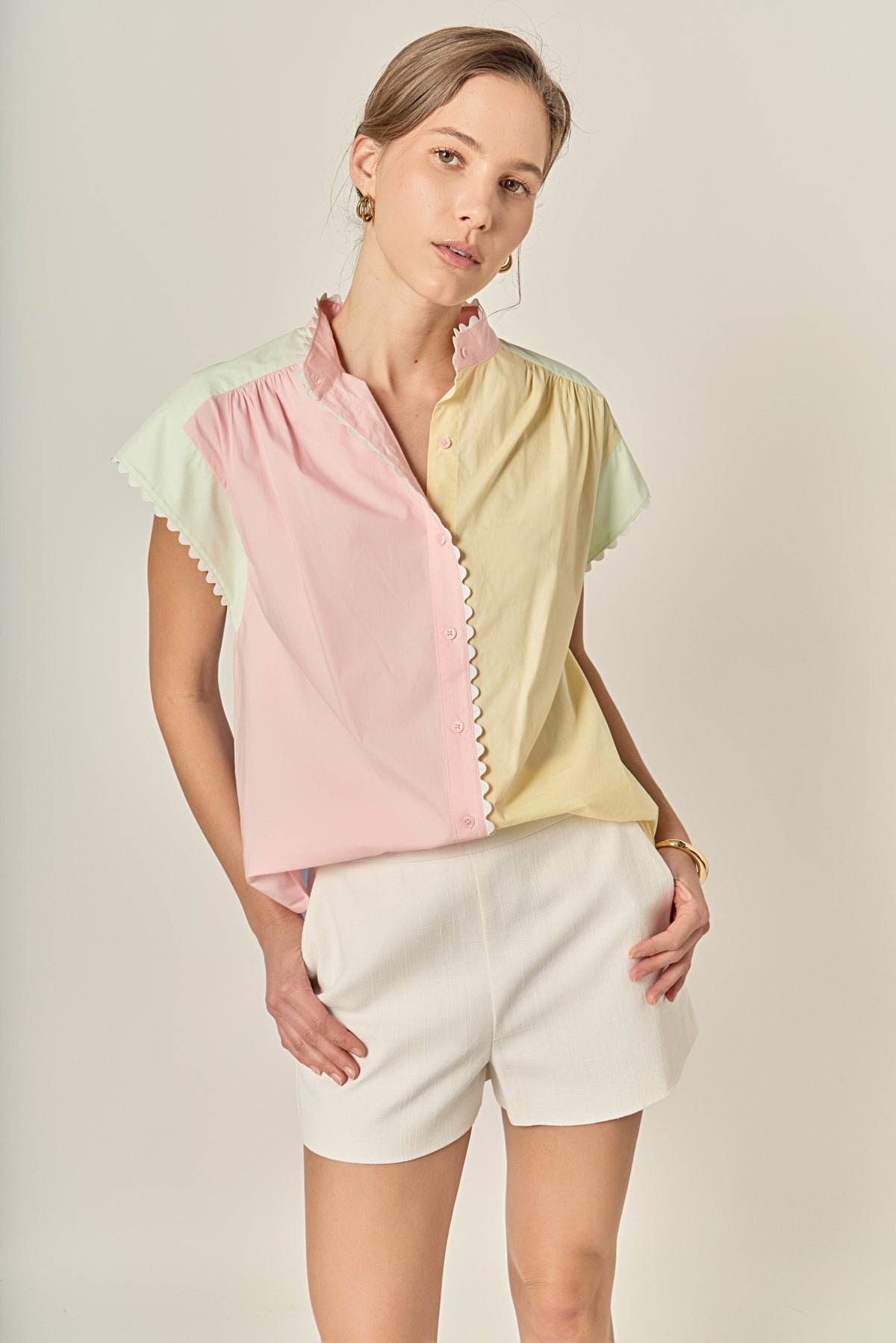 English Factory Multi-Colorblock Top w/ RicRac
