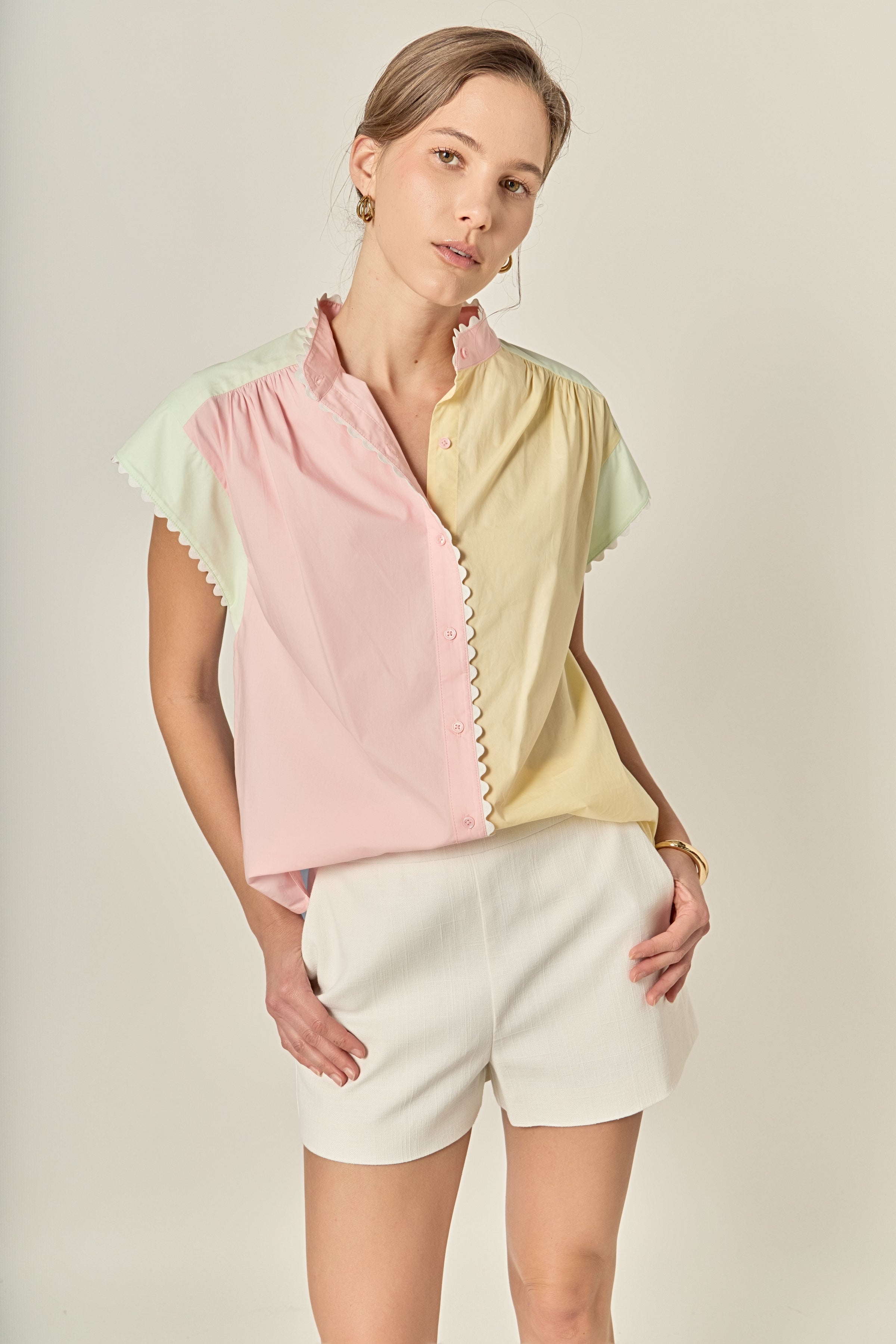 English Factory Multi-Colorblock Top w/ RicRac