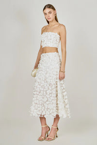 Endless Rose | Off White 3D Floral Maxi Skirt Set