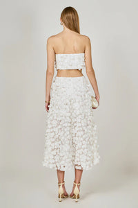 Endless Rose | Off White 3D Floral Maxi Skirt Set