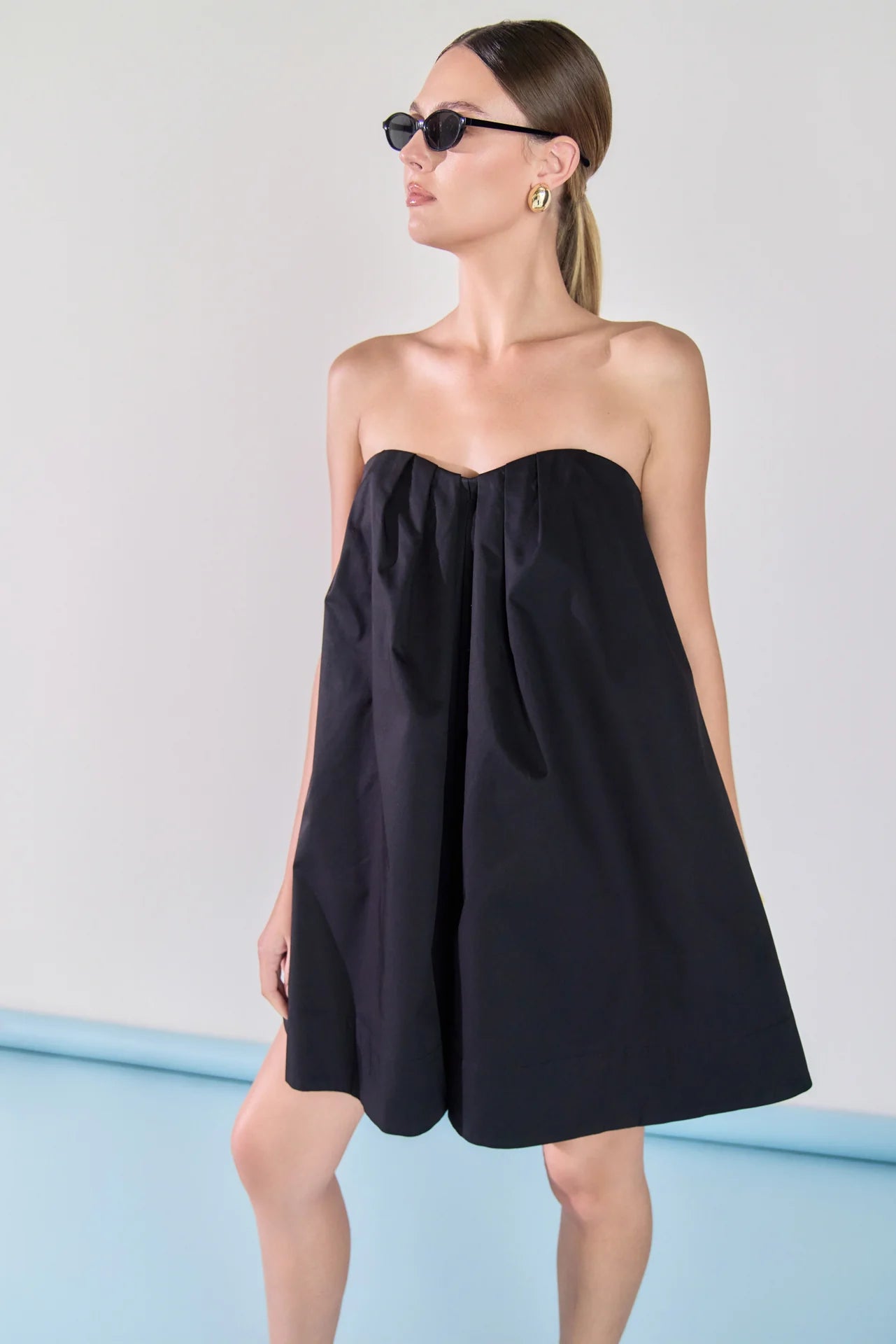 Endless Rose | Strapless Black Pintuck Mini Dress