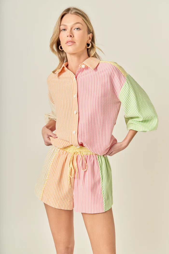 Endless Rose | Striped Colorblock Short Set