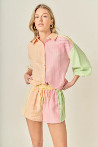 Endless Rose | Striped Colorblock Short Set