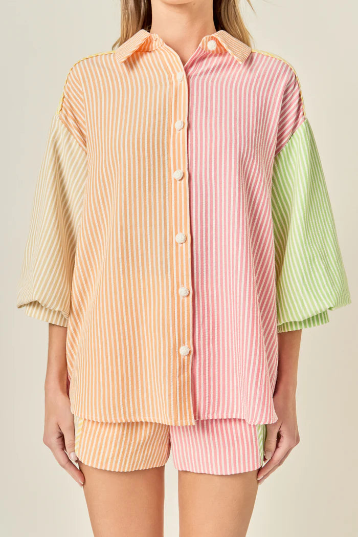 Endless Rose | Striped Colorblock Short Set