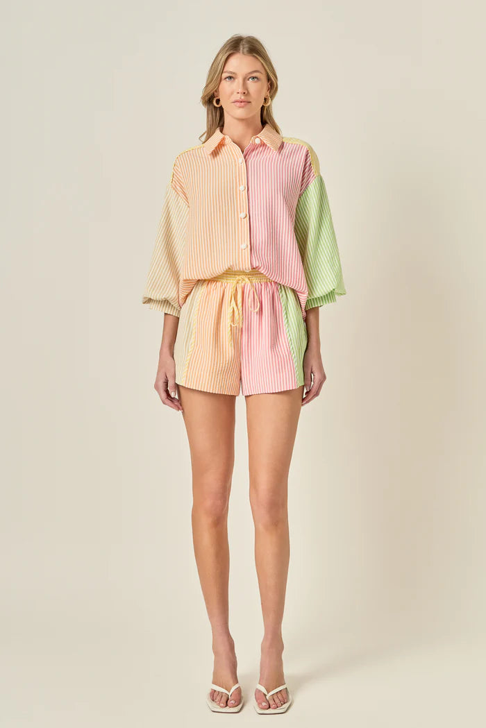 Endless Rose | Striped Colorblock Short Set