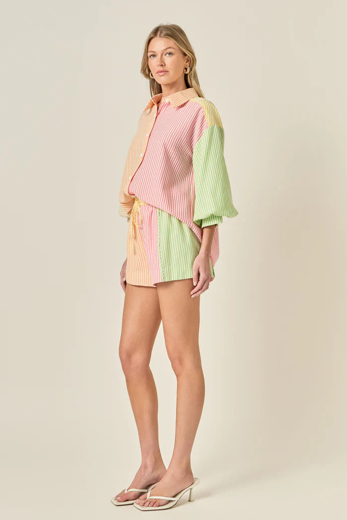 Endless Rose | Striped Colorblock Short Set