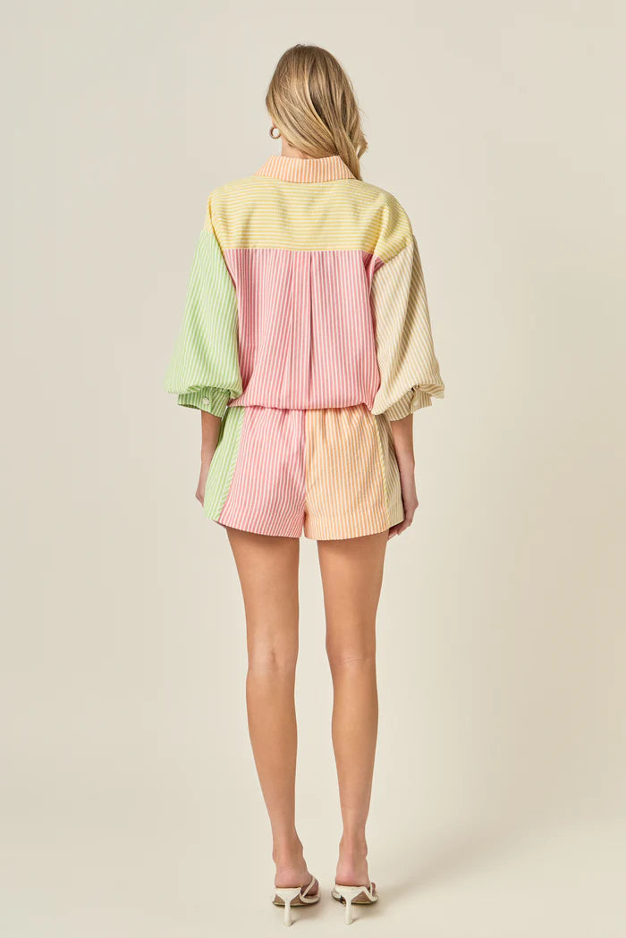 Endless Rose | Striped Colorblock Short Set