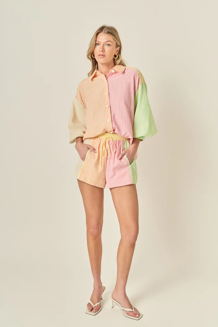 Endless Rose | Striped Colorblock Short Set