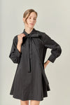 English Factory Black Bow Neck Swing Dress