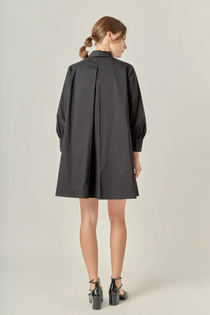 English Factory Black Bow Neck Swing Dress