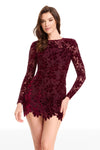 Dress The Population Stassi Floral Lace Dress in Oxblood