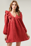 Red Jacquard Ruffle Dress (1 SMALL)