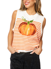 Queen of Sparkles | Stripe Pumpkin Knit Tank